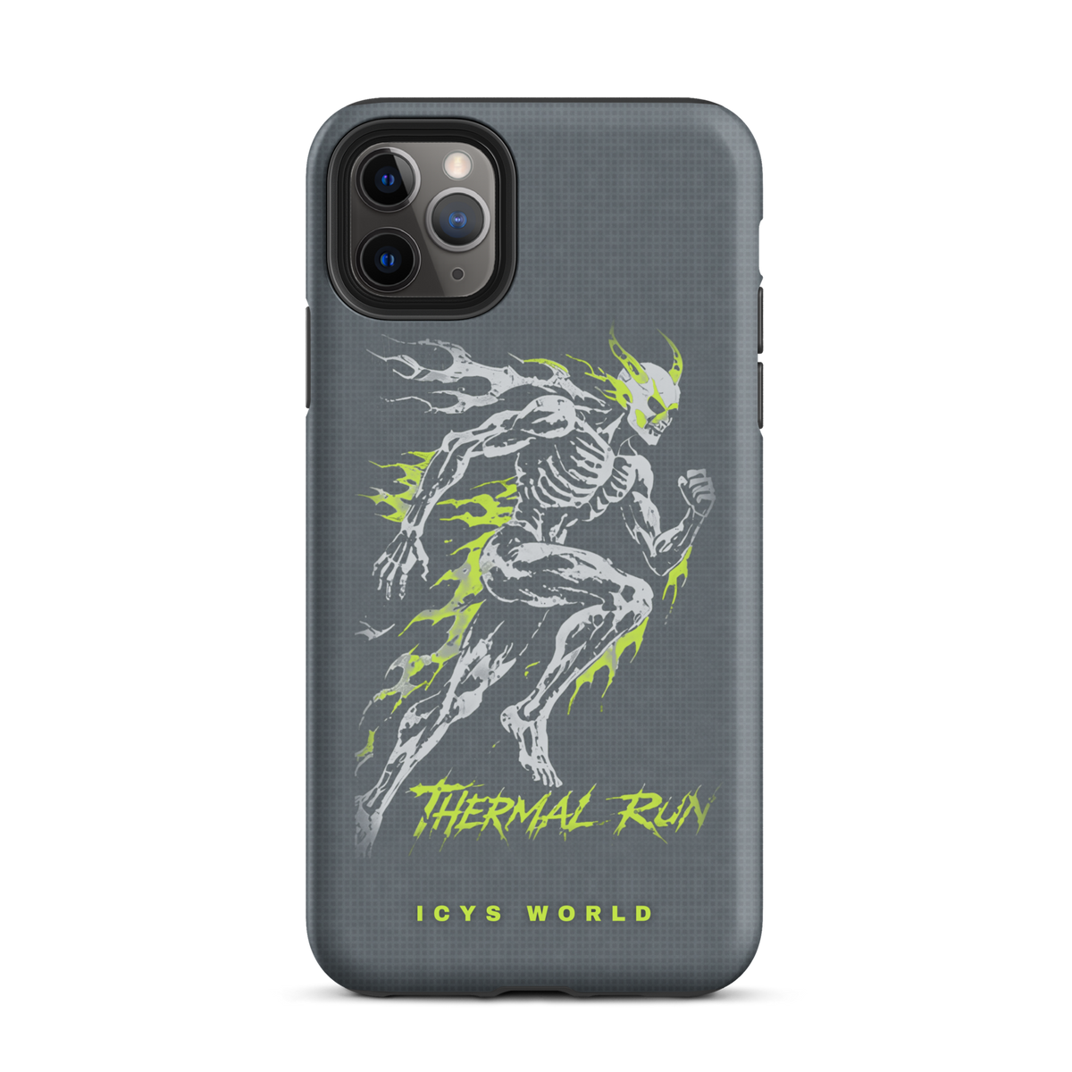 ICYS WORLD Thermal Run iPhone case on iPhone 11 Pro Max, matte finish