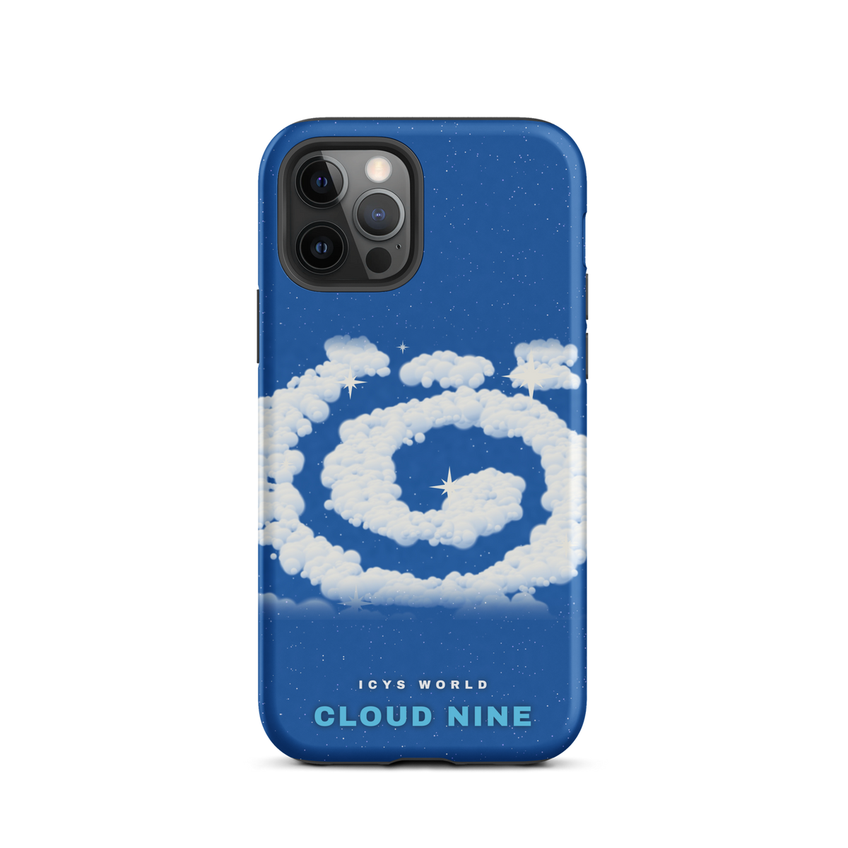 ICYS WORLD Cloud Nine iPhone case on iPhone 12 Pro, matte finish