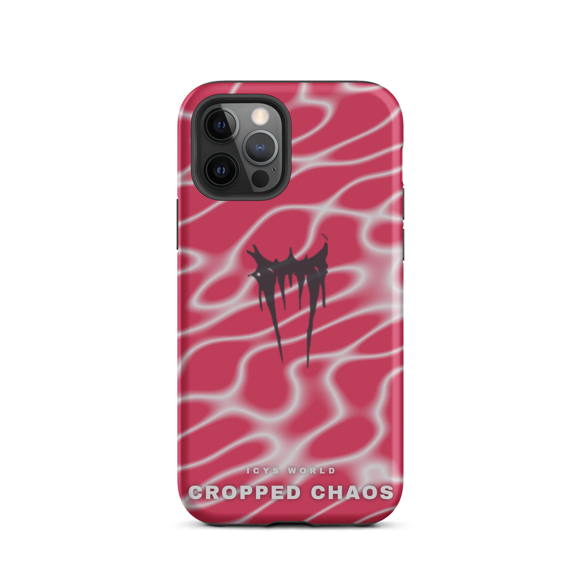 ICYS WORLD Cropped Chaos iPhone case on iPhone 12 Pro, matte finish