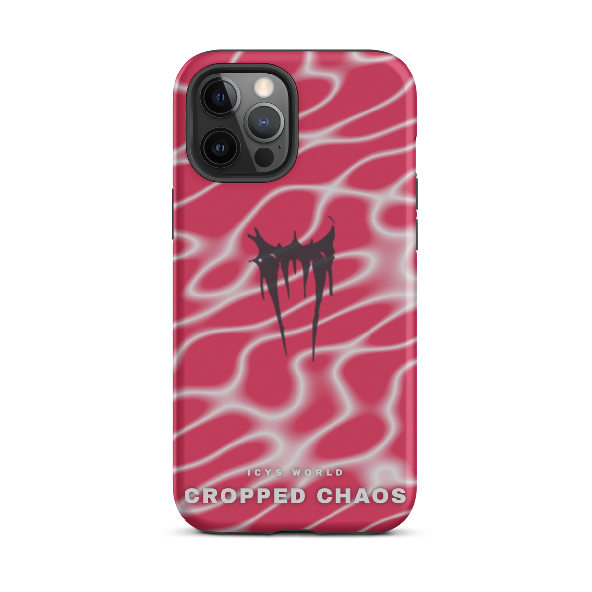 ICYS WORLD Cropped Chaos iPhone case on iPhone 12 Pro Max, matte finish