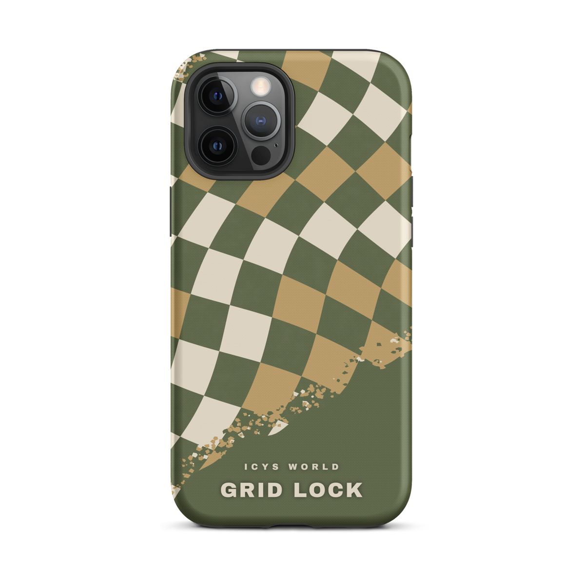 ICYS WORLD Grid Lock iPhone case on iPhone 12 Pro Max, matte finish