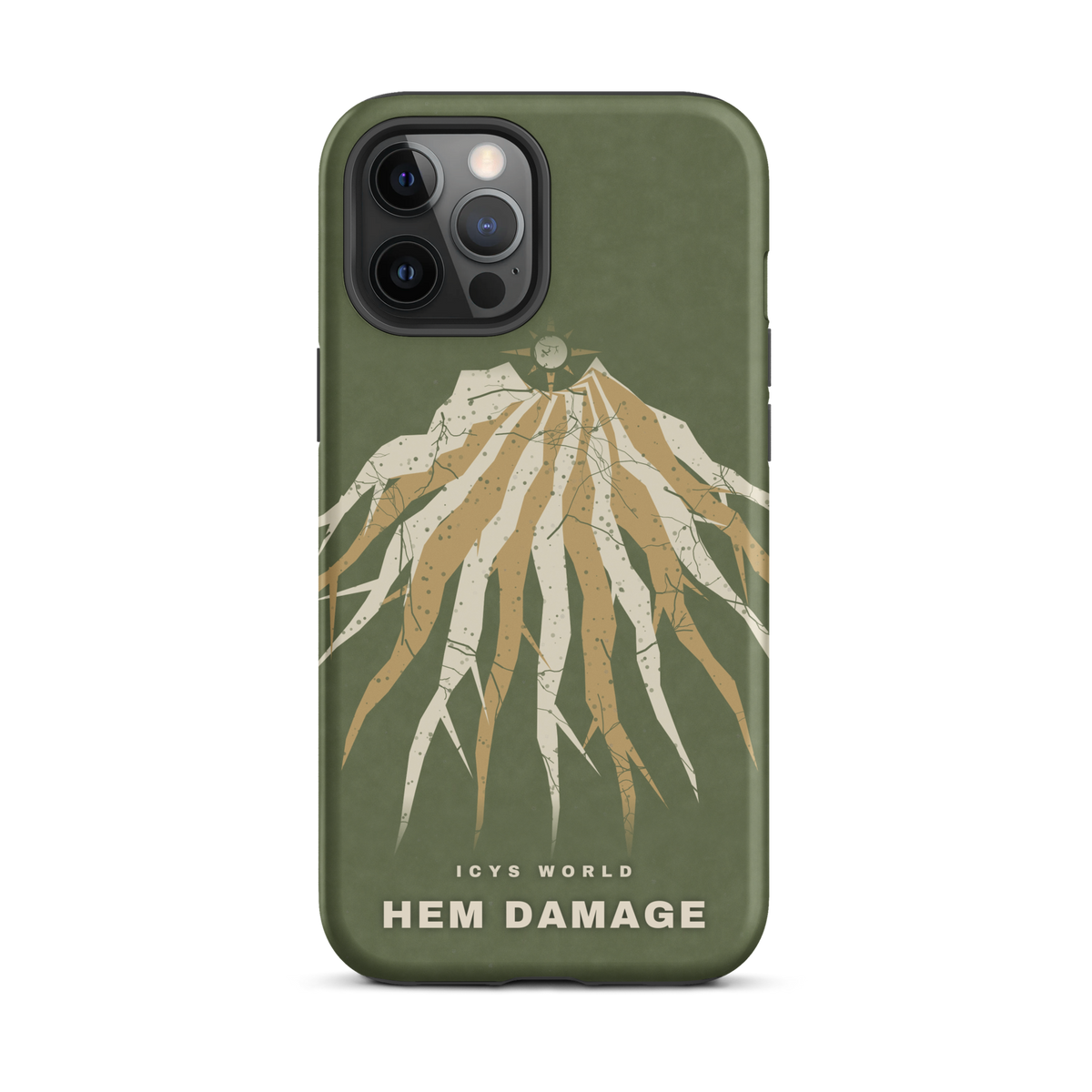 ICYS WORLD Hem Damage iPhone case on iPhone 12 Pro Max, matte finish