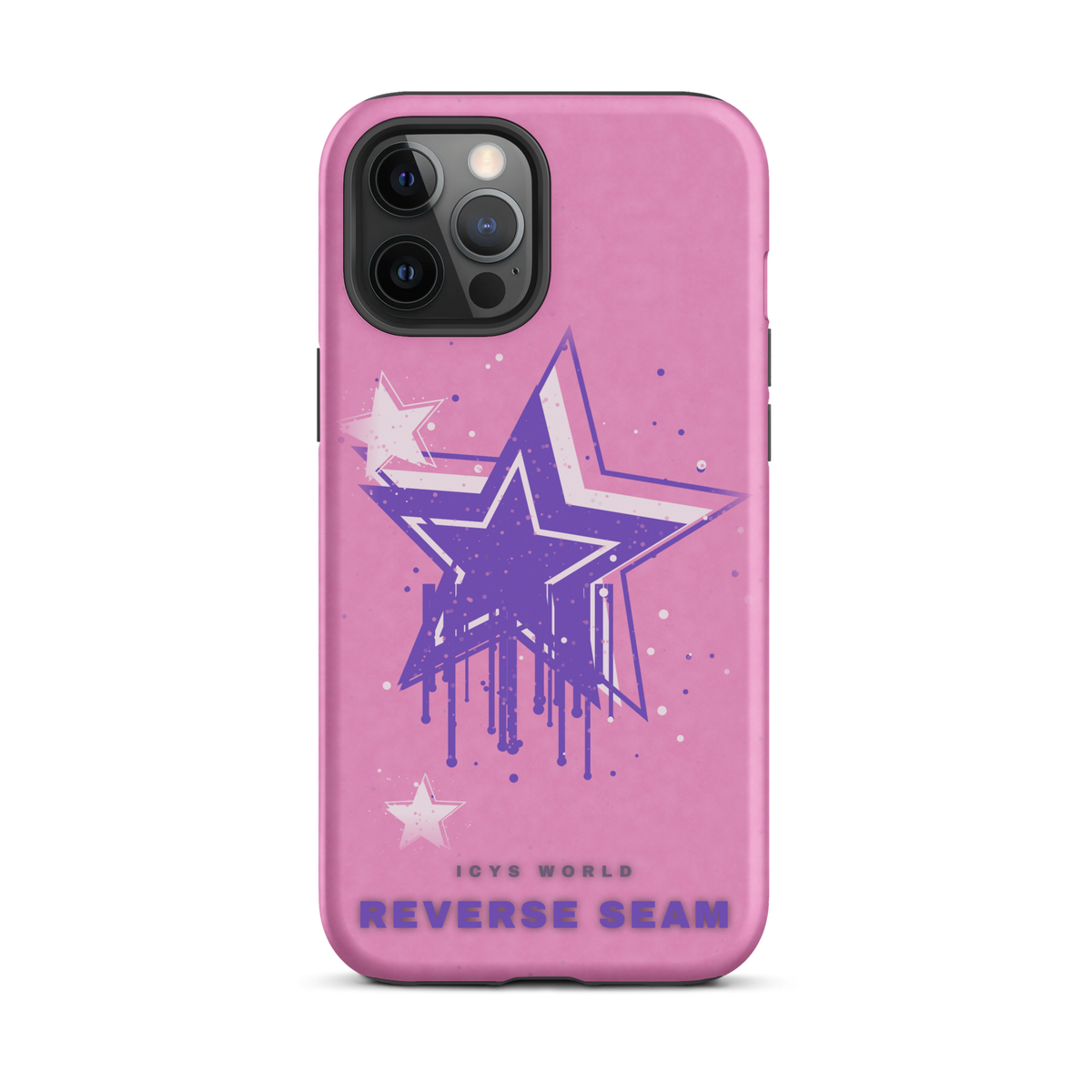 ICYS WORLD Reverse Seam iPhone case on iPhone 12 Pro Max, matte finish