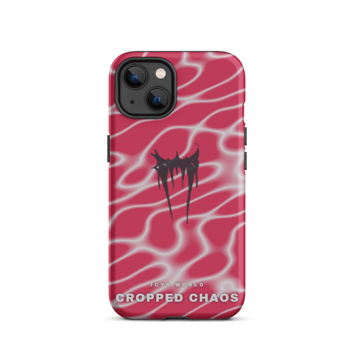 ICYS WORLD Cropped Chaos iPhone case on iPhone 13, matte finish