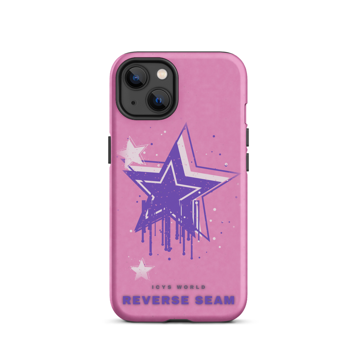 ICYS WORLD Reverse Seam iPhone case on iPhone 13, matte finish