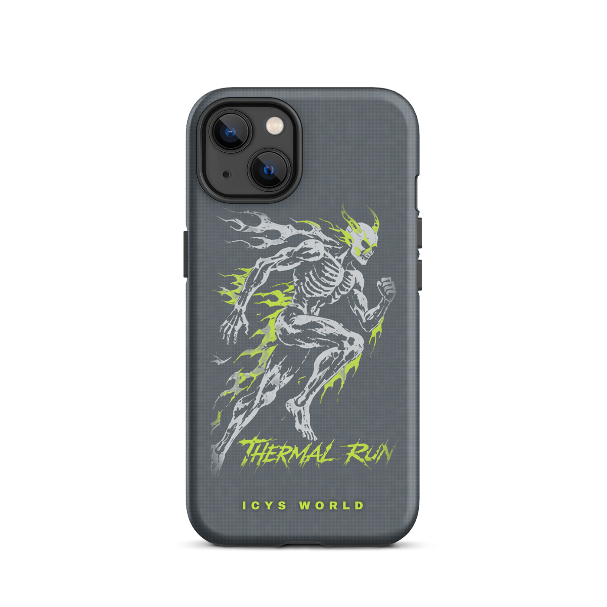 ICYS WORLD Thermal Run iPhone case on iPhone 13, matte finish