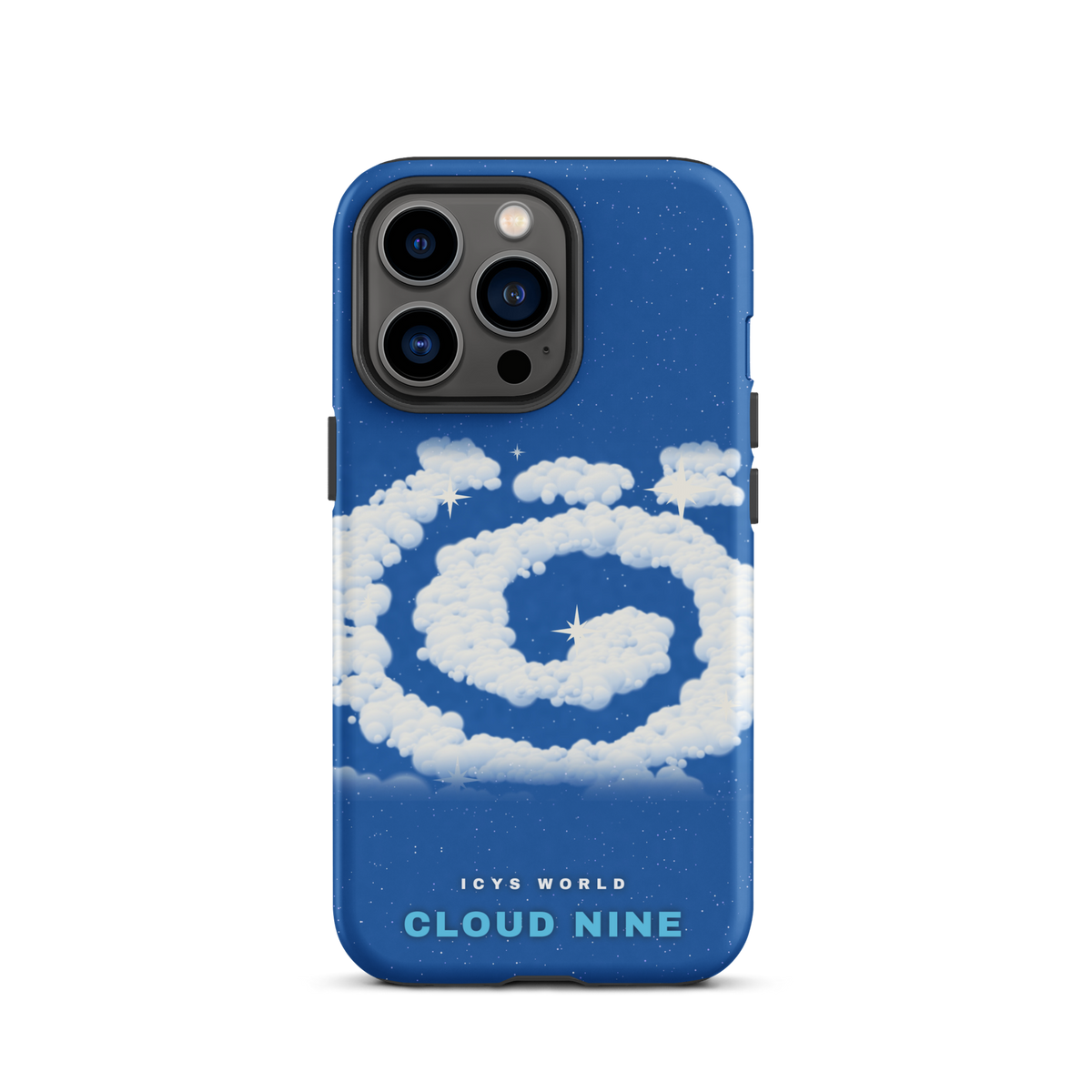 ICYS WORLD Cloud Nine iPhone case on iPhone 13 Pro, matte finish