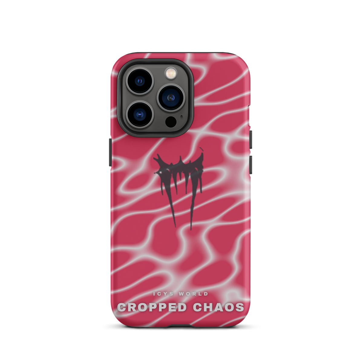 ICYS WORLD Cropped Chaos iPhone case on iPhone 13 Pro, matte finish