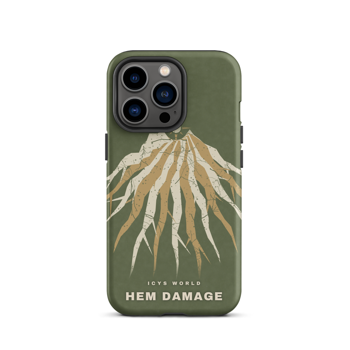 ICYS WORLD Hem Damage iPhone case on iPhone 13 Pro, matte finish