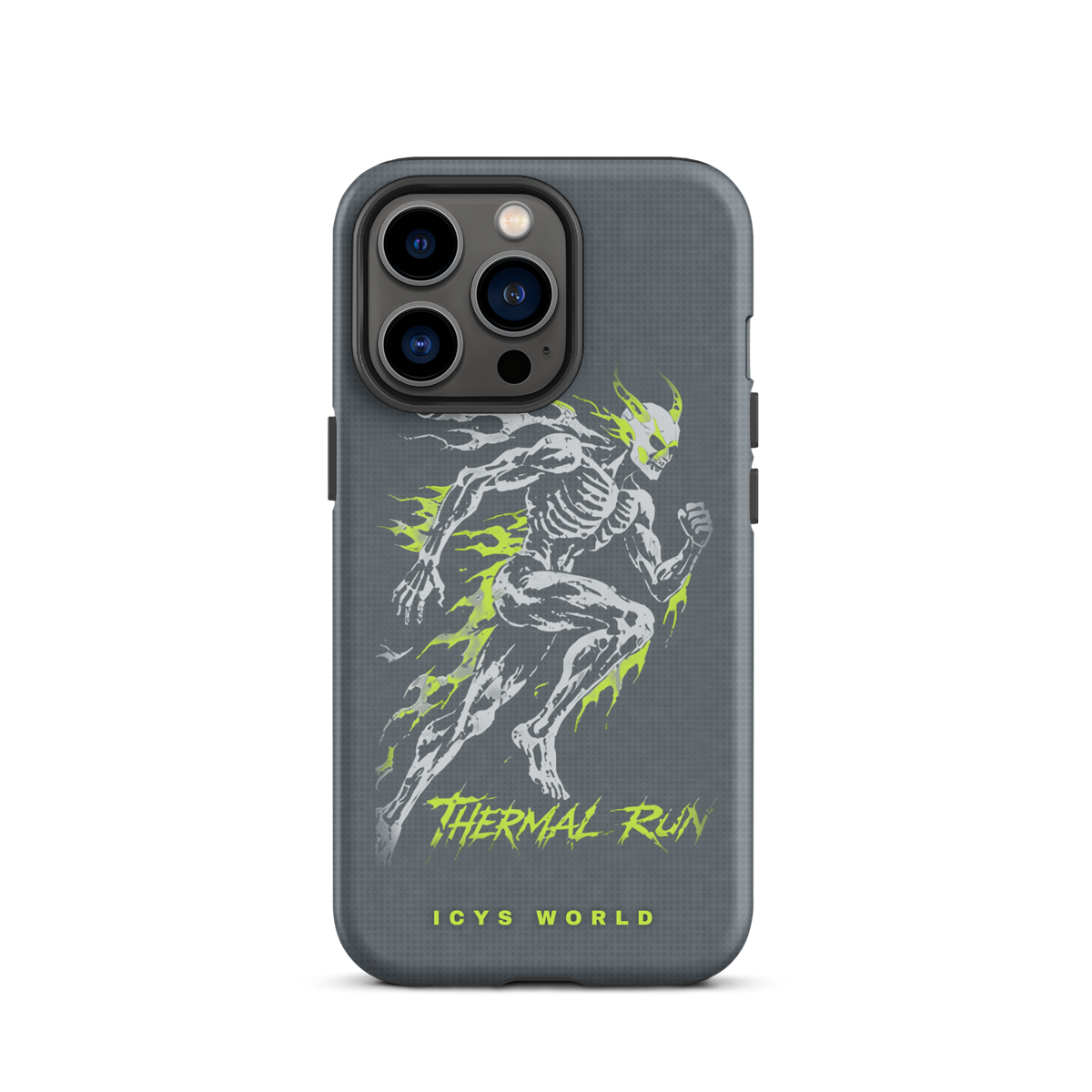 ICYS WORLD Thermal Run iPhone case on iPhone 13 Pro, matte finish