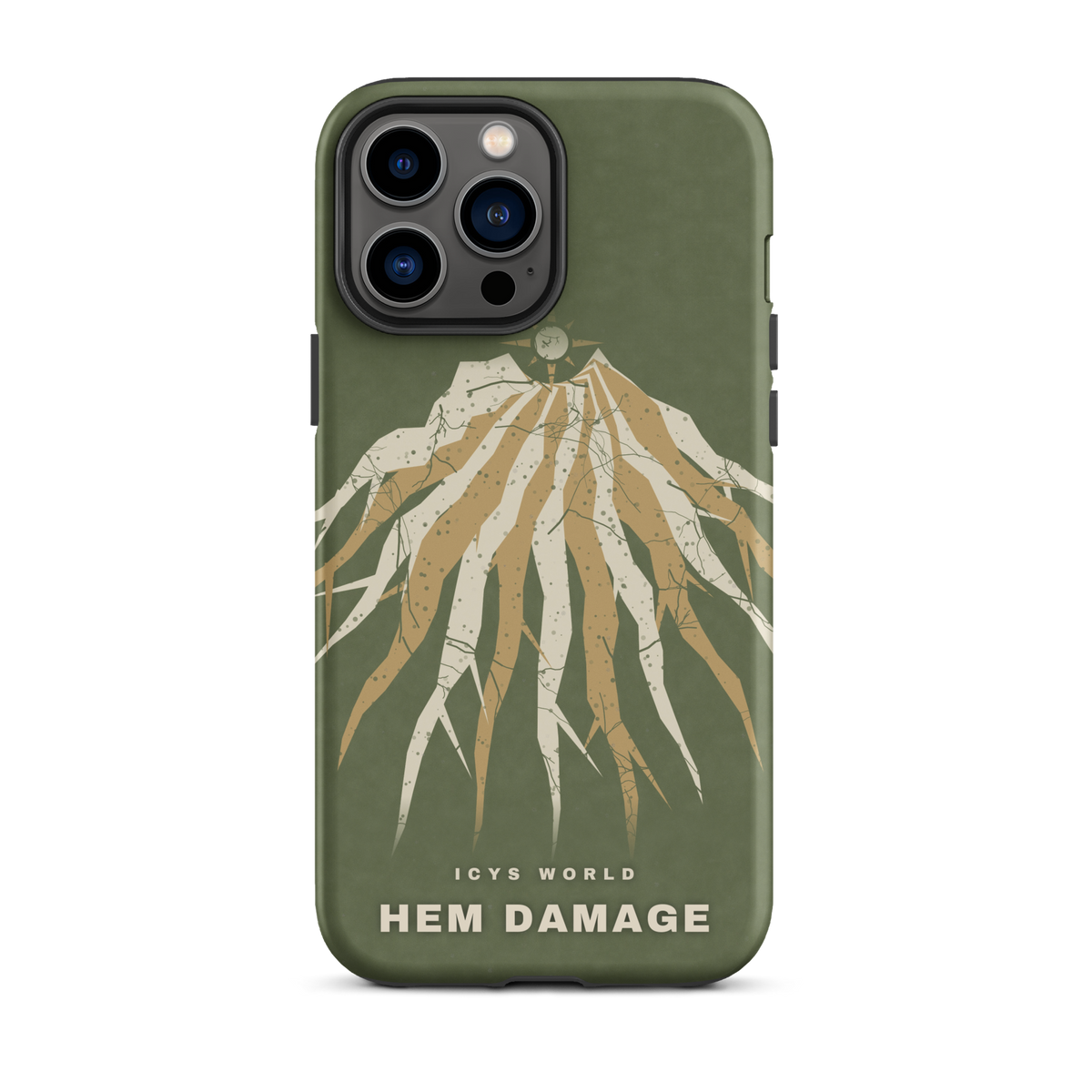 ICYS WORLD Hem Damage iPhone case on iPhone 13 Pro Max, matte finish