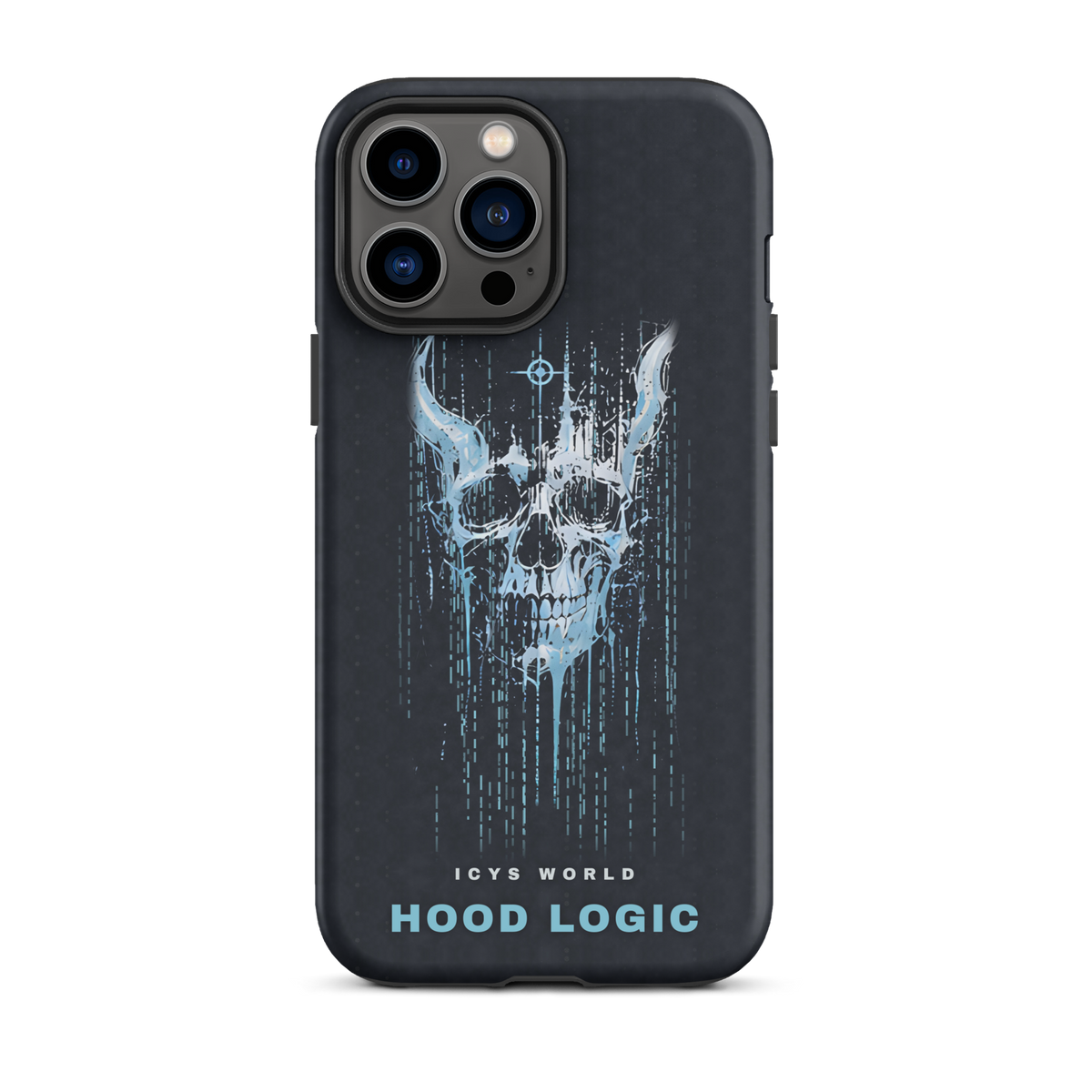 ICYS WORLD Hood Logic iPhone case on iPhone 13 Pro Max, matte finish