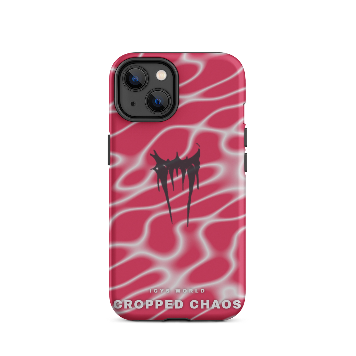 ICYS WORLD Cropped Chaos iPhone case on iPhone 14, matte finish