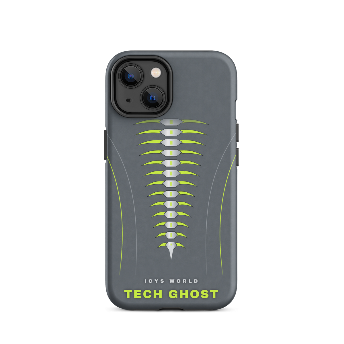 ICYS WORLD Tech Ghost iPhone case on iPhone 14, matte finish