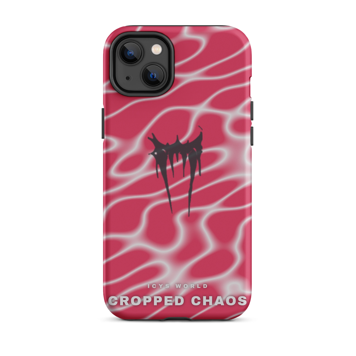 ICYS WORLD Cropped Chaos iPhone case on iPhone 14 Plus, matte finish