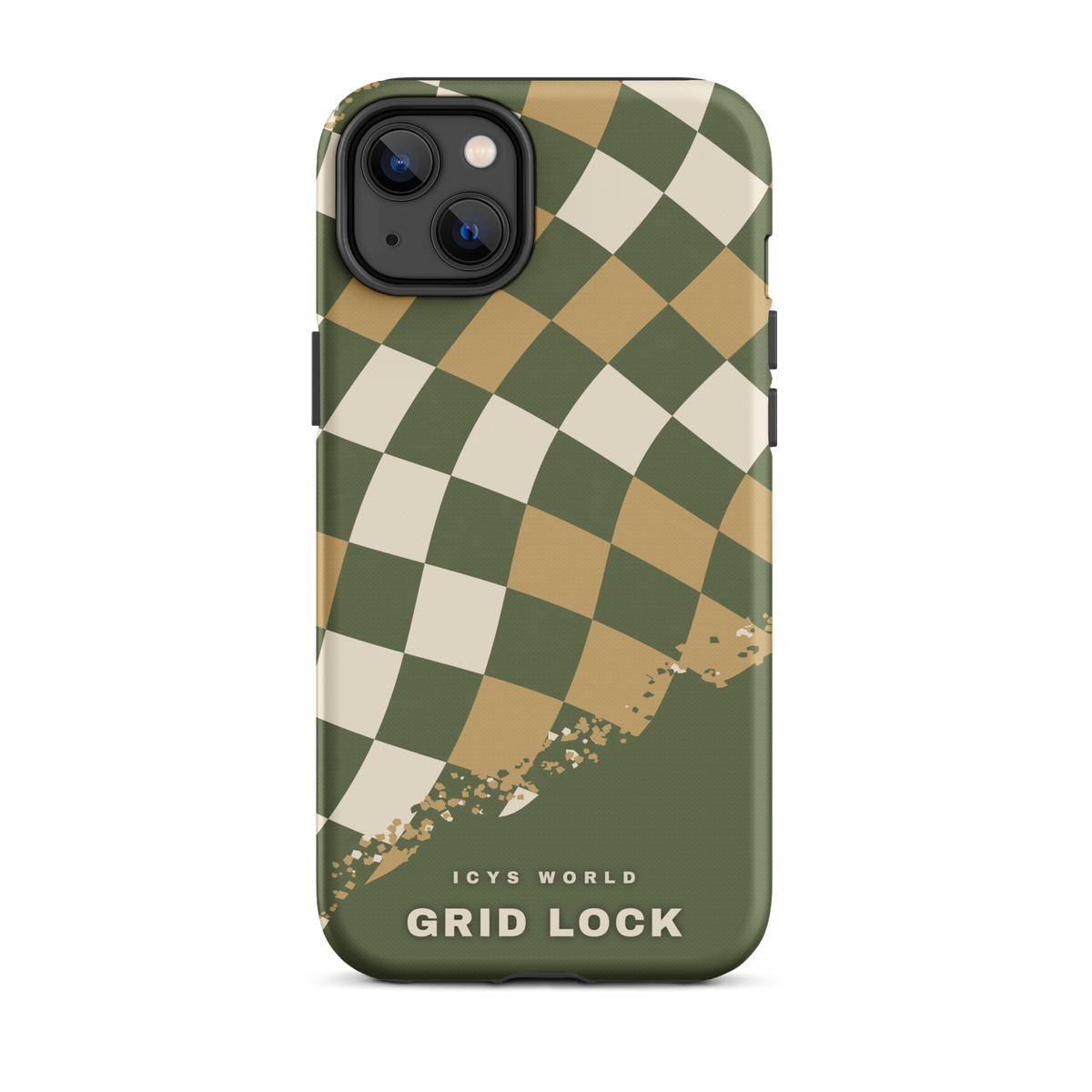ICYS WORLD Grid Lock iPhone case on iPhone 14 Plus, matte finish
