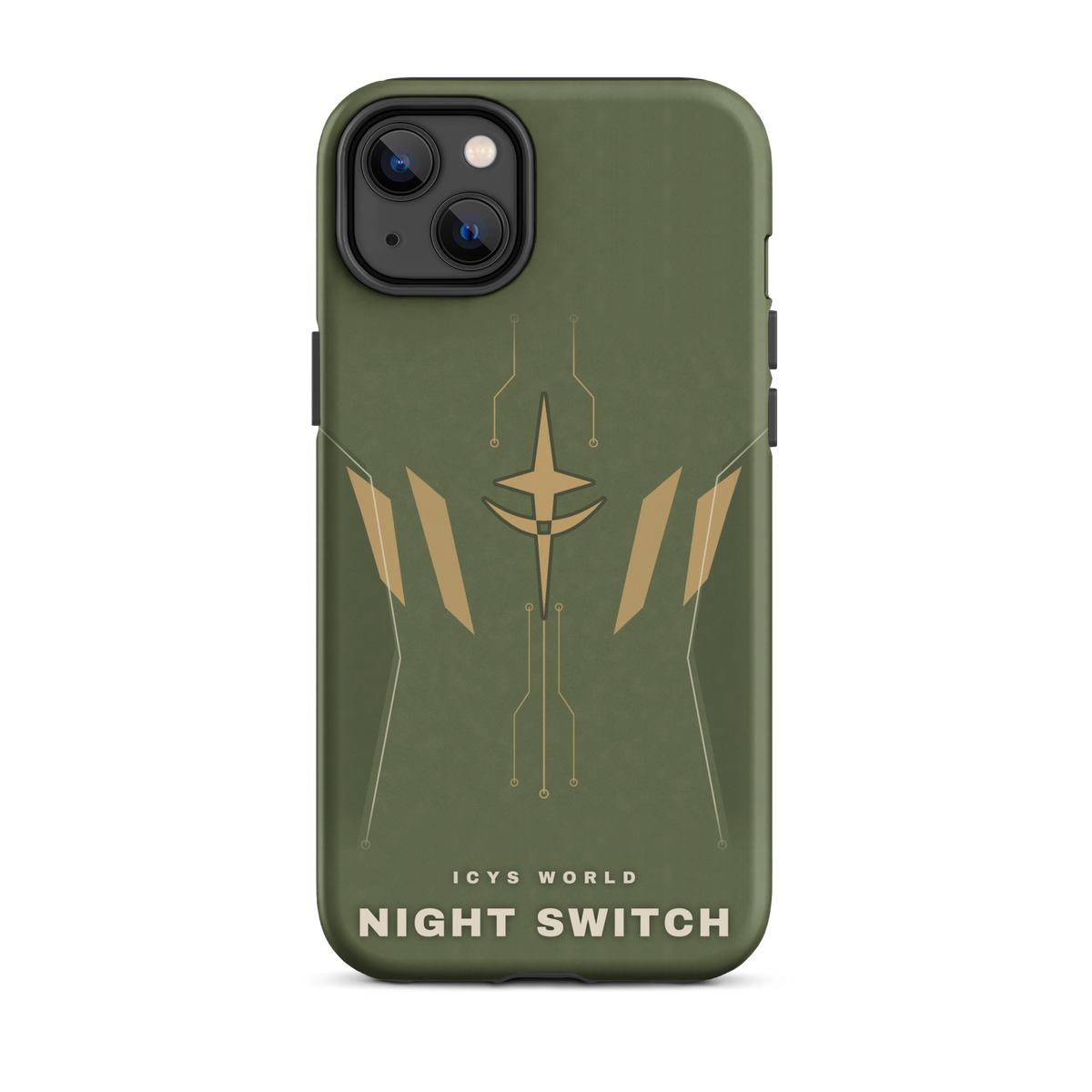 ICYS WORLD Night Switch iPhone case on iPhone 14 Plus, matte finish