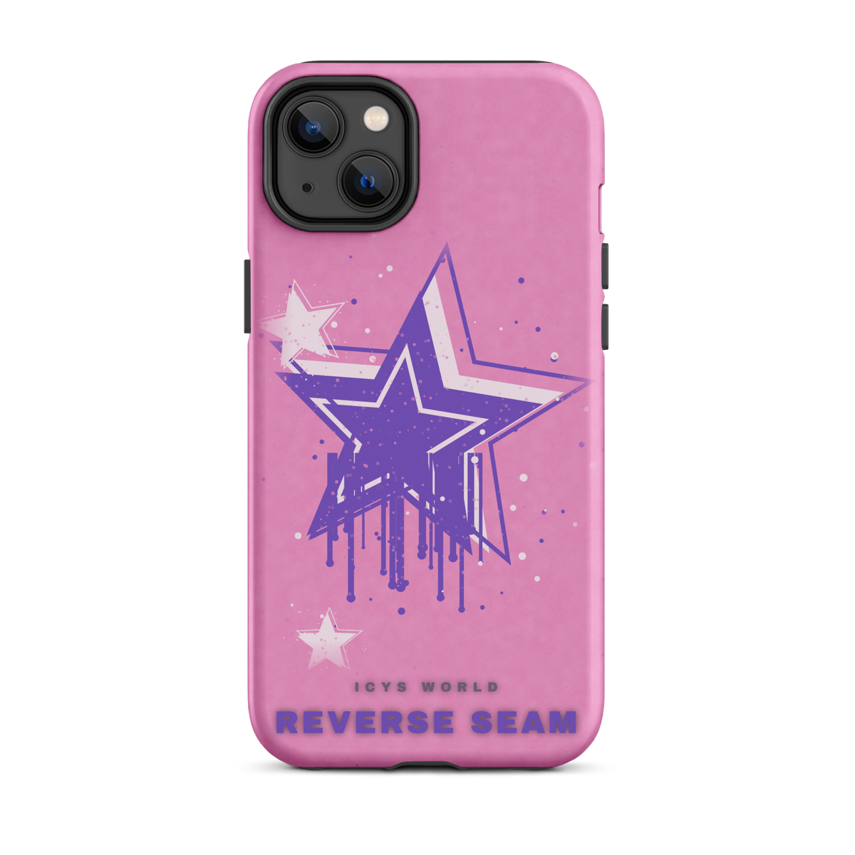 ICYS WORLD Reverse Seam iPhone case on iPhone 14 Plus, matte finish