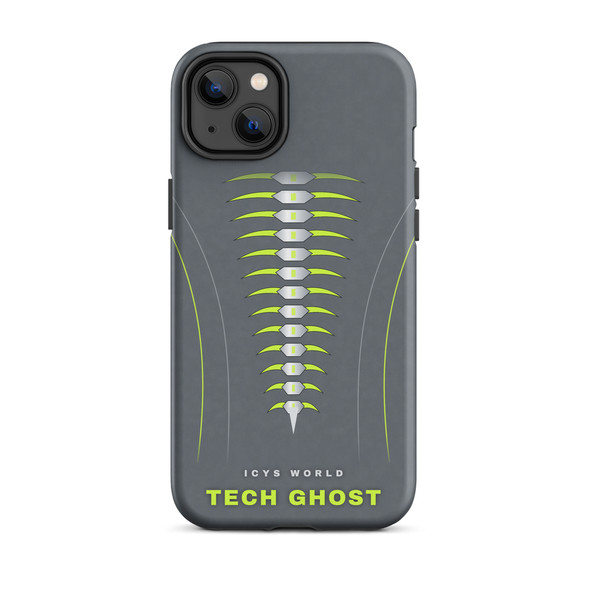 ICYS WORLD Tech Ghost iPhone case on iPhone 14 Plus, matte finish
