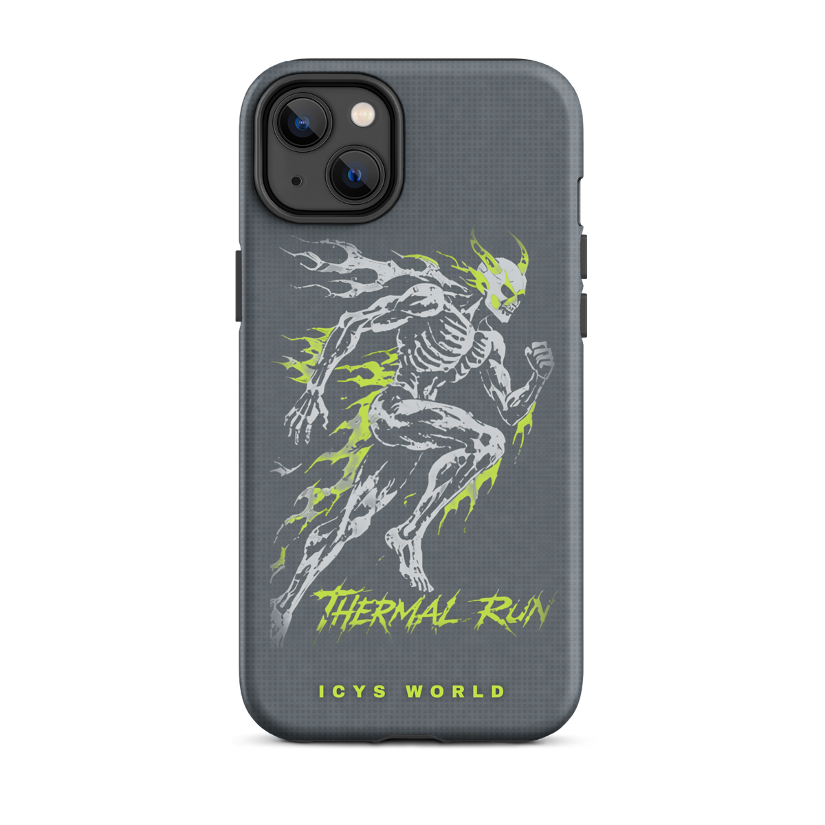 ICYS WORLD Thermal Run iPhone case on iPhone 14 Plus, matte finish