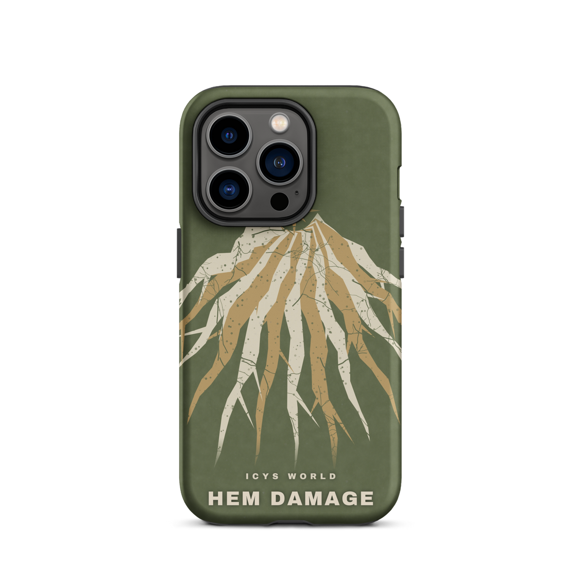 ICYS WORLD Hem Damage iPhone case on iPhone 14 Pro, matte finish