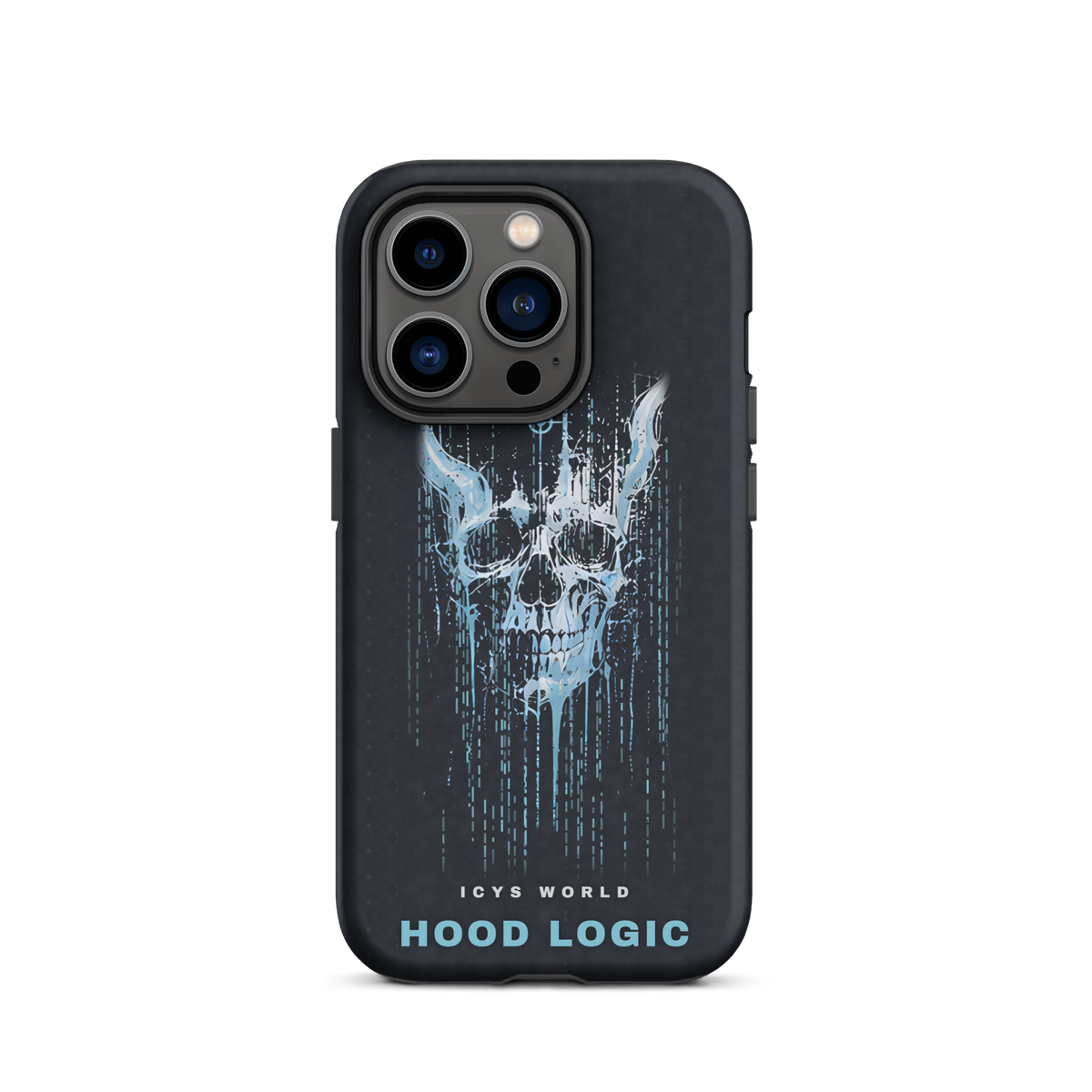 ICYS WORLD Hood Logic iPhone case on iPhone 14 Pro, matte finish