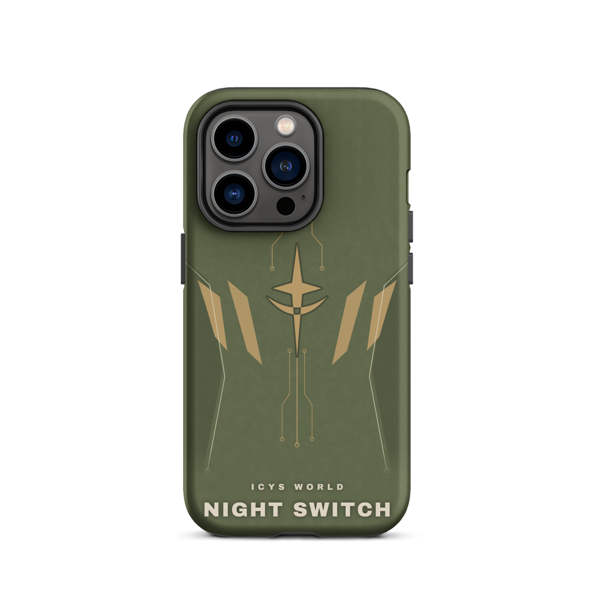 ICYS WORLD Night Switch iPhone case on iPhone 14 Pro, matte finish