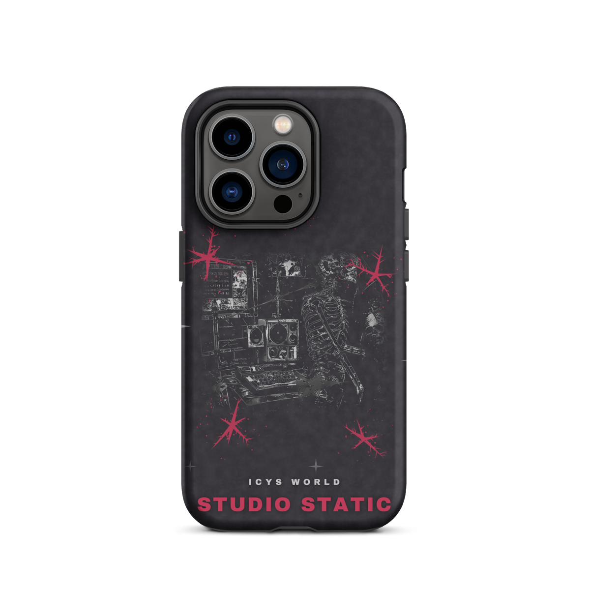 ICYS WORLD Studio Static iPhone case on iPhone 14 Pro, matte finish