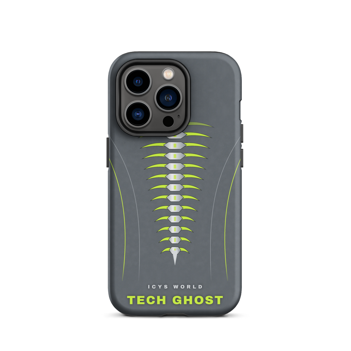ICYS WORLD Tech Ghost iPhone case on iPhone 14 Pro, matte finish