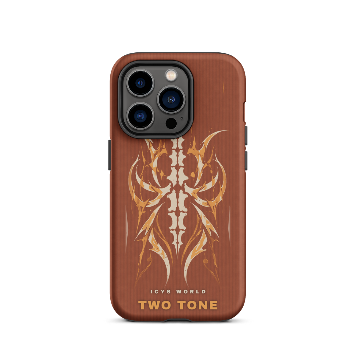 ICYS WORLD Two Tone iPhone case on iPhone 14 Pro, matte finish