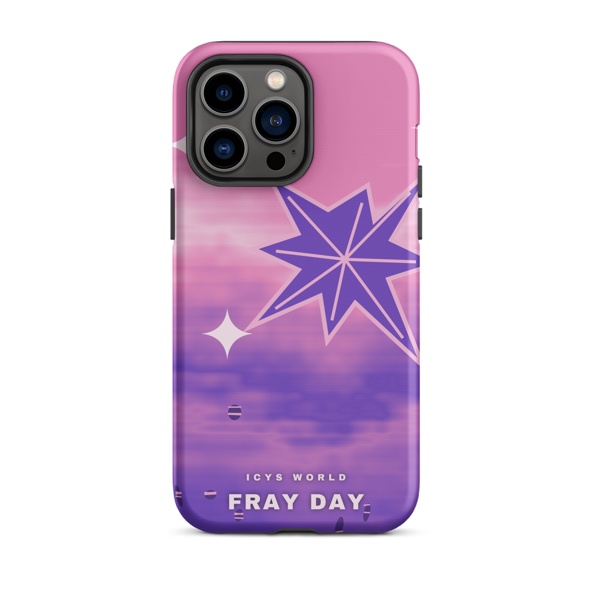 ICYS WORLD Fray Day iPhone case on iPhone 14 Pro Max, matte finish
