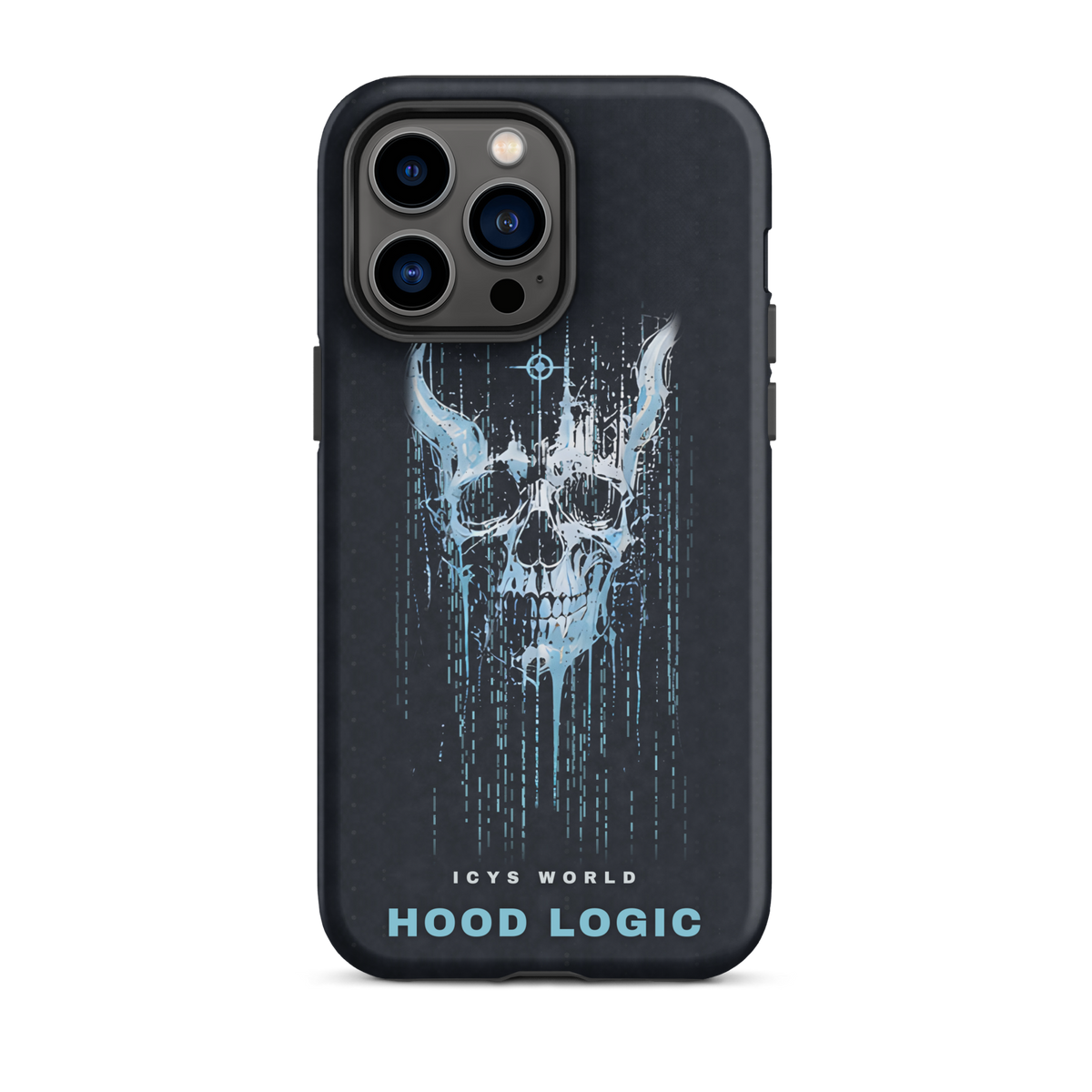 ICYS WORLD Hood Logic iPhone case on iPhone 14 Pro Max, matte finish