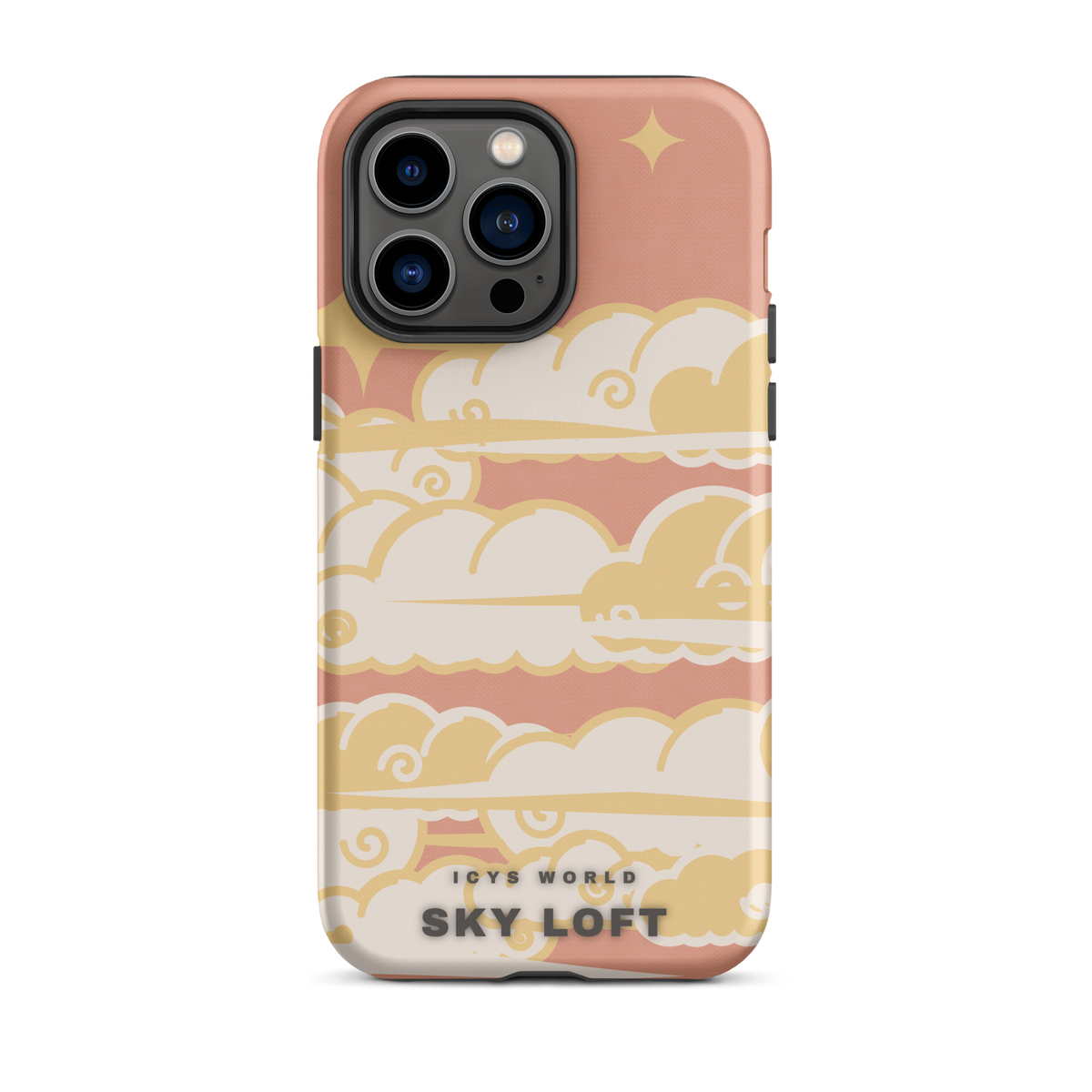 ICYS WORLD Sky Loft iPhone case on iPhone 14 Pro Max, matte finish