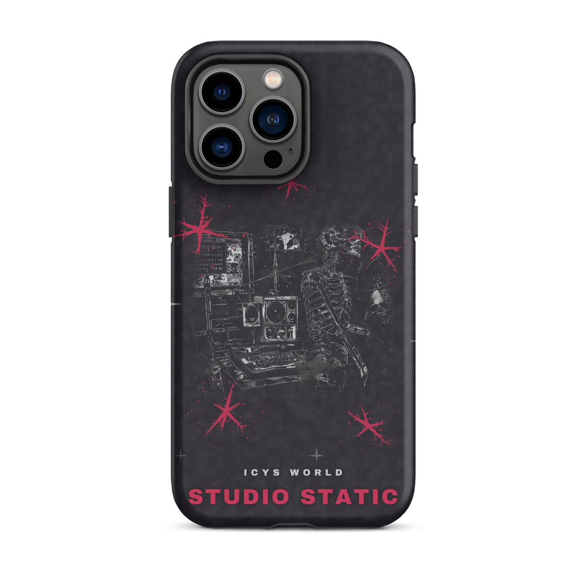 ICYS WORLD Studio Static iPhone case on iPhone 14 Pro Max, matte finish
