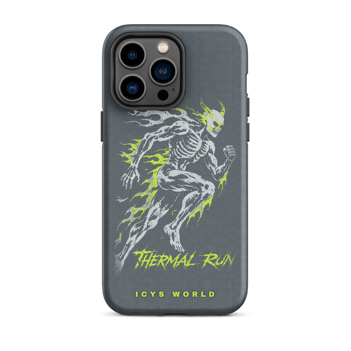 ICYS WORLD Thermal Run iPhone case on iPhone 14 Pro Max, matte finish