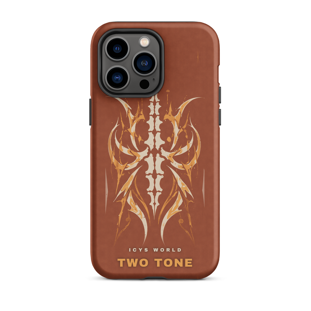 ICYS WORLD Two Tone iPhone case on iPhone 14 Pro Max, matte finish