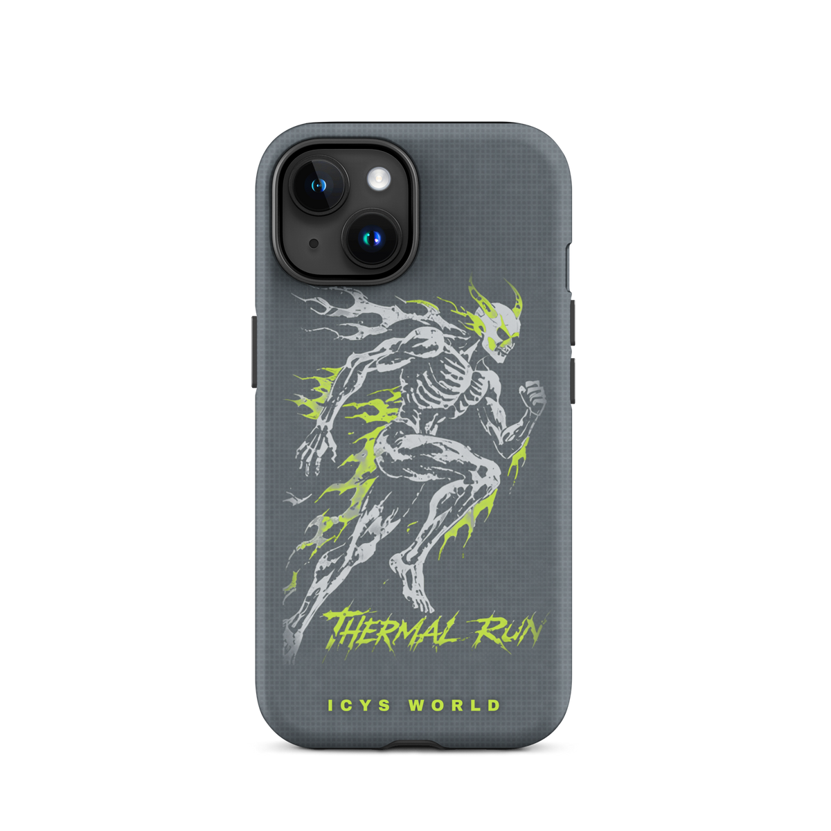 ICYS WORLD Thermal Run iPhone case on iPhone 15, matte finish