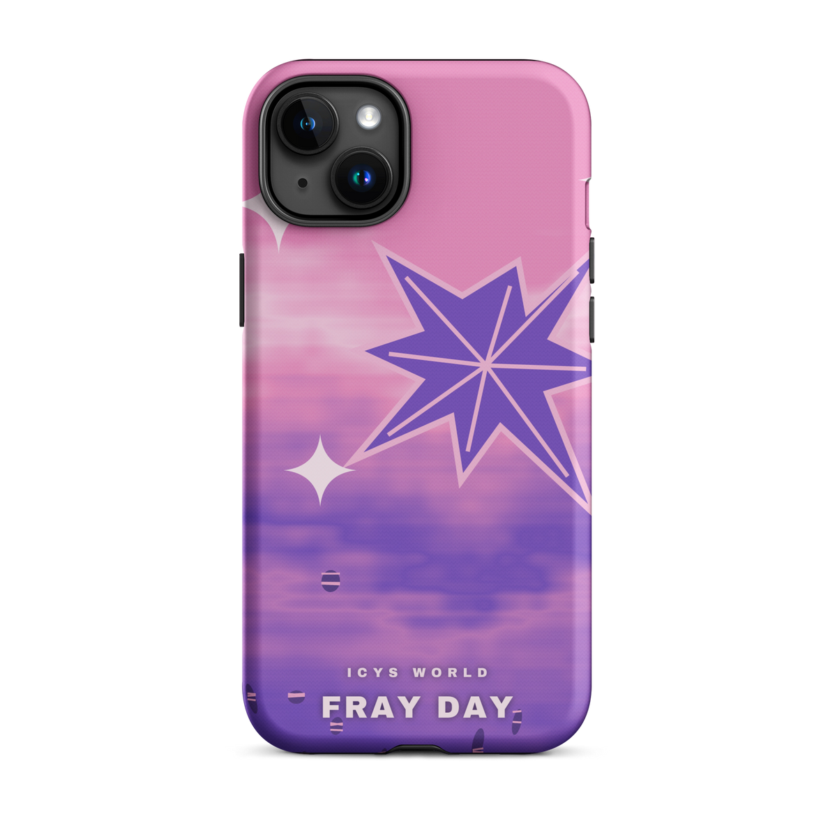 ICYS WORLD Fray Day iPhone case on iPhone 15 Plus, matte finish