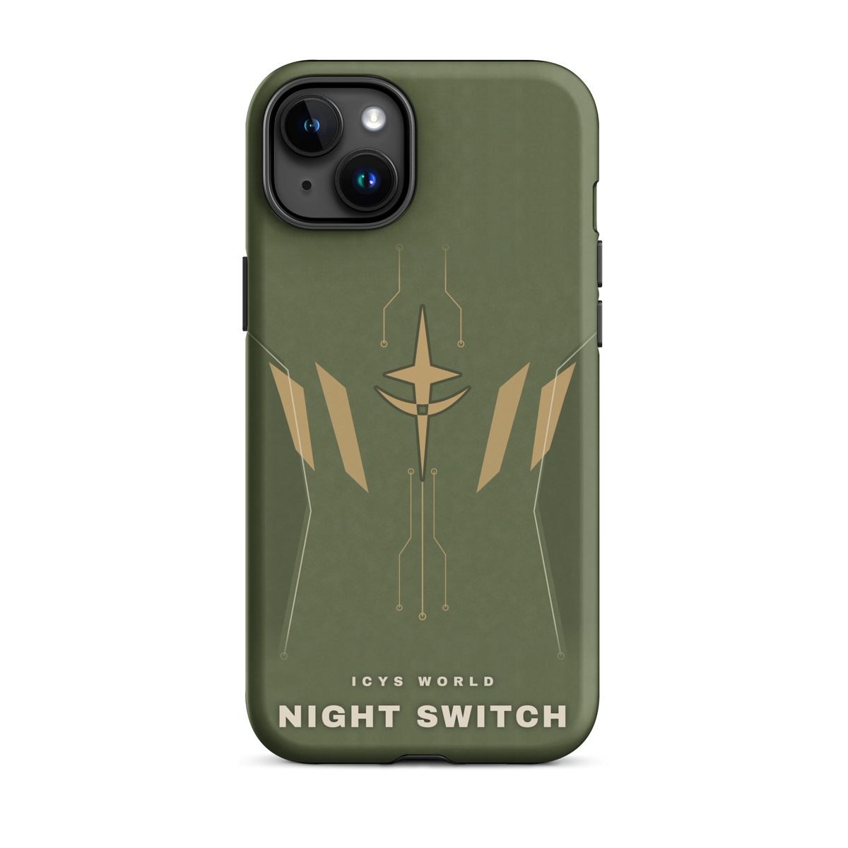 ICYS WORLD Night Switch iPhone case on iPhone 15 Plus, matte finish