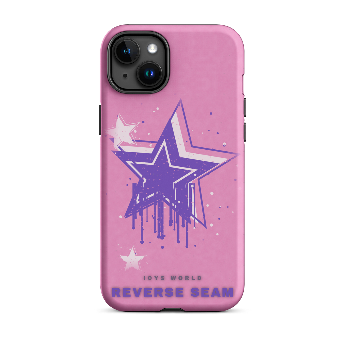 ICYS WORLD Reverse Seam iPhone case on iPhone 15 Plus, matte finish