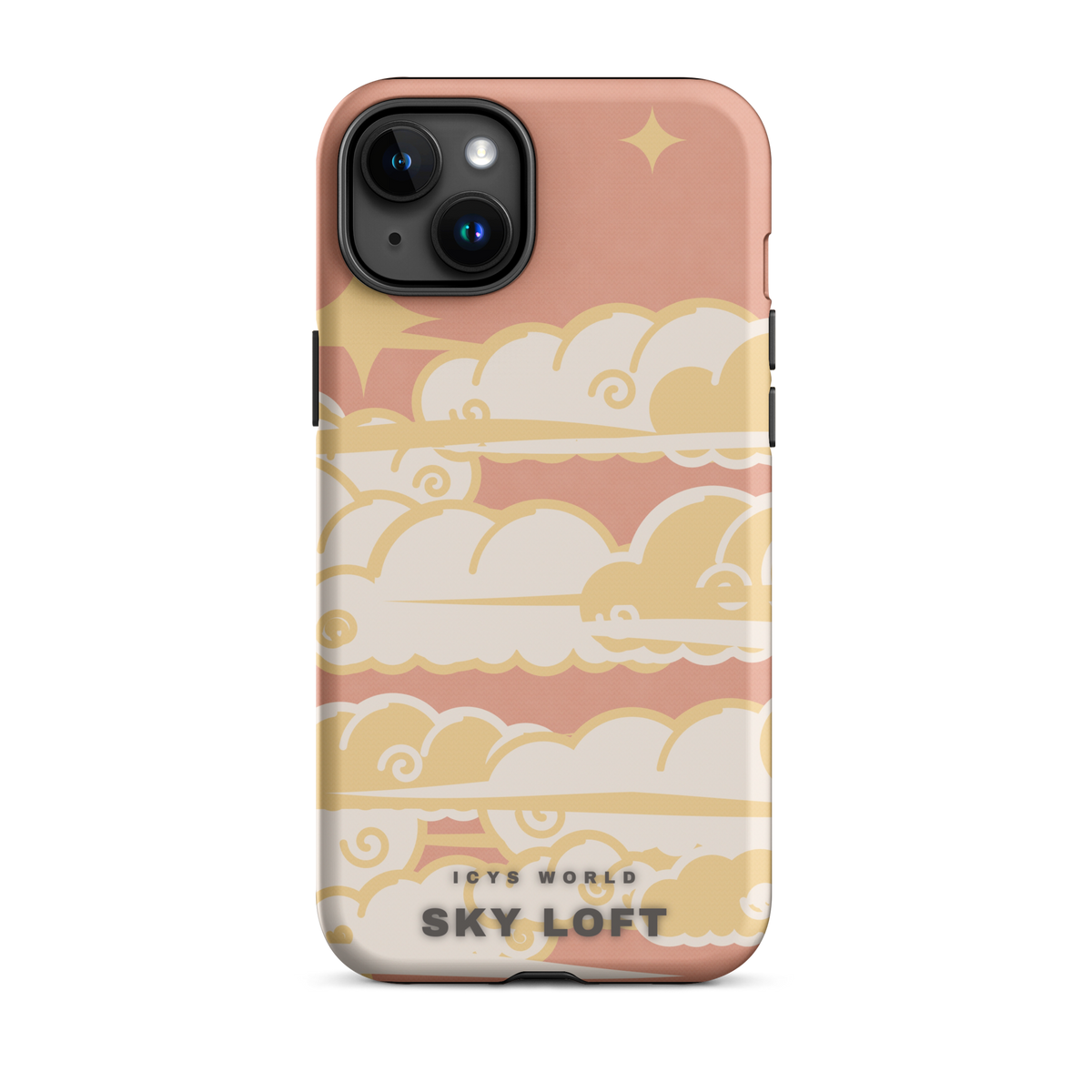 ICYS WORLD Sky Loft iPhone case on iPhone 15 Plus, matte finish