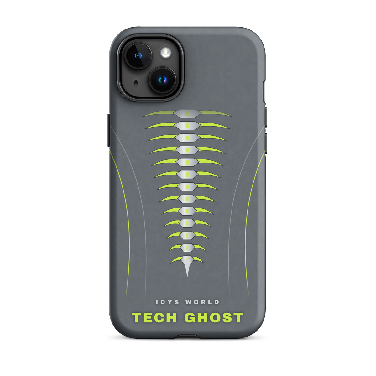 ICYS WORLD Tech Ghost iPhone case on iPhone 15 Plus, matte finish