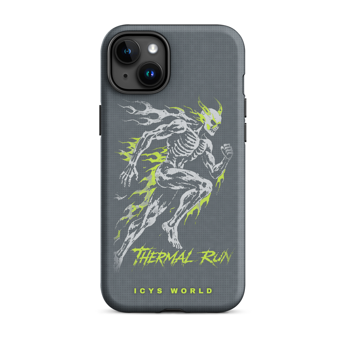 ICYS WORLD Thermal Run iPhone case on iPhone 15 Plus, matte finish