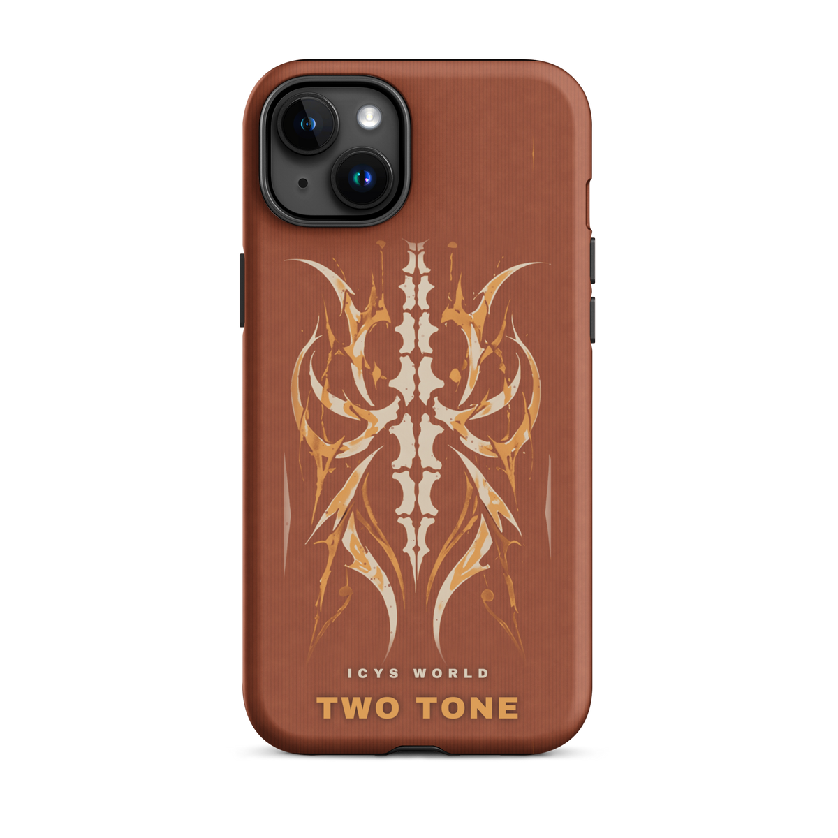 ICYS WORLD Two Tone iPhone case on iPhone 15 Plus, matte finish
