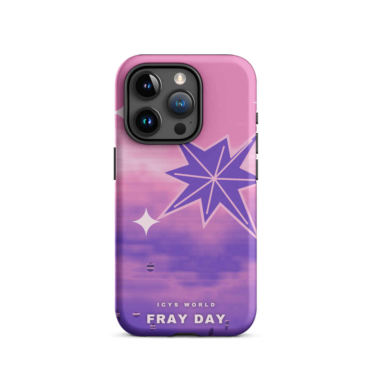 ICYS WORLD Fray Day iPhone case on iPhone 15 Pro, matte finish