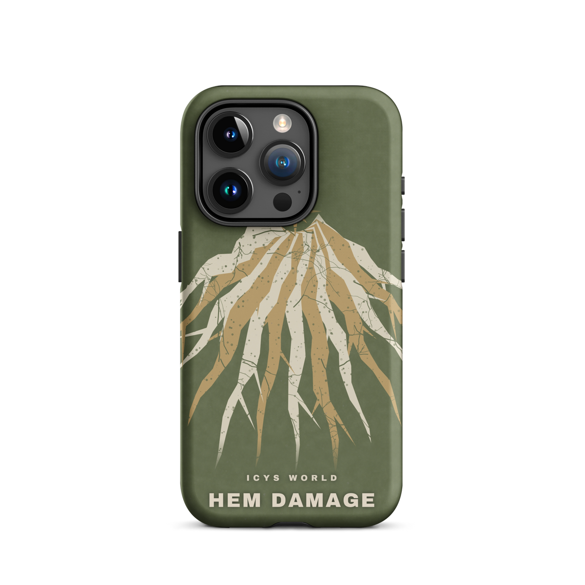 ICYS WORLD Hem Damage iPhone case on iPhone 15 Pro, matte finish