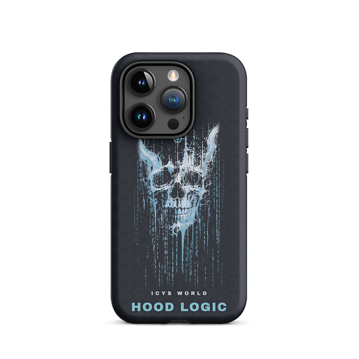 ICYS WORLD Hood Logic iPhone case on iPhone 15 Pro, matte finish