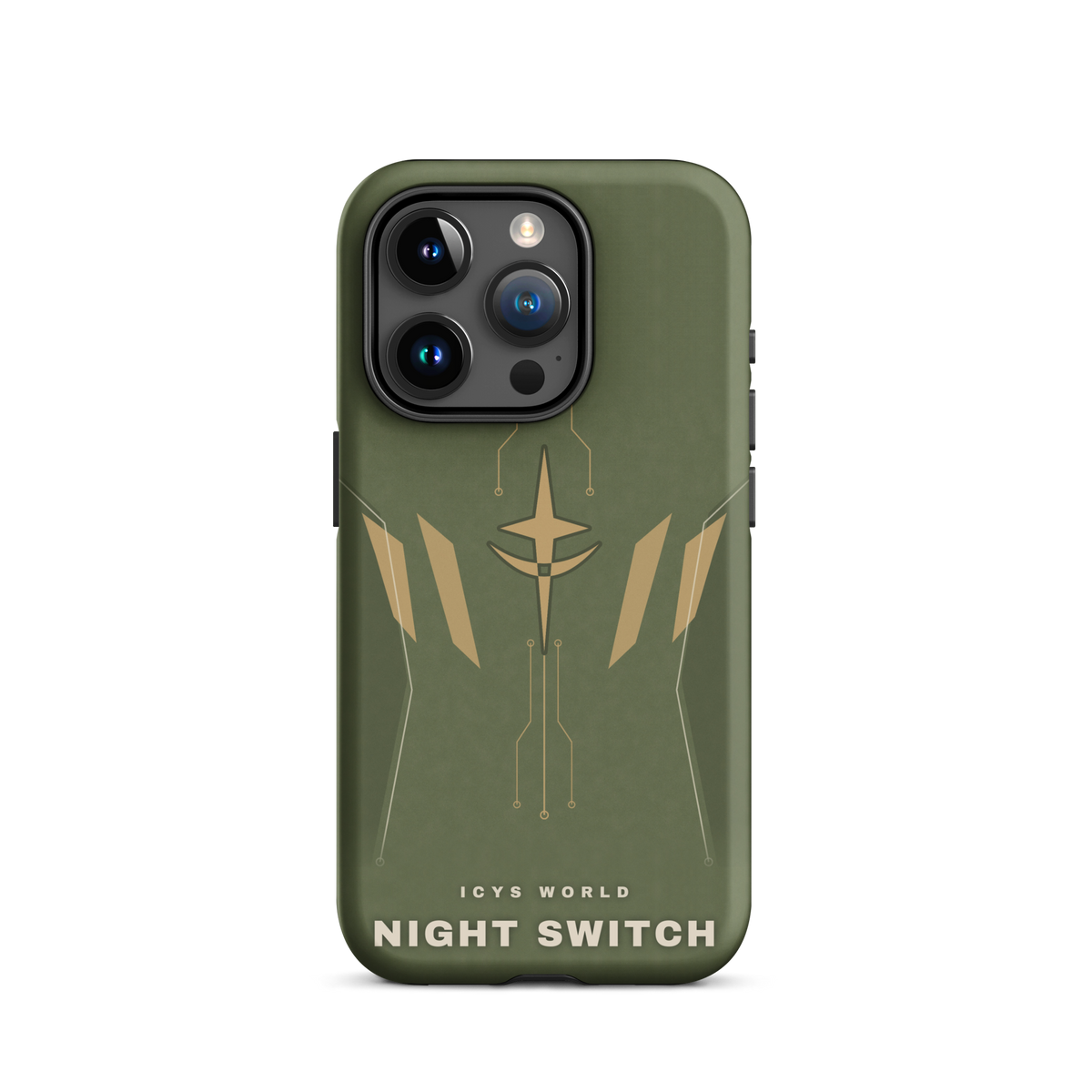 ICYS WORLD Night Switch iPhone case on iPhone 15 Pro, matte finish