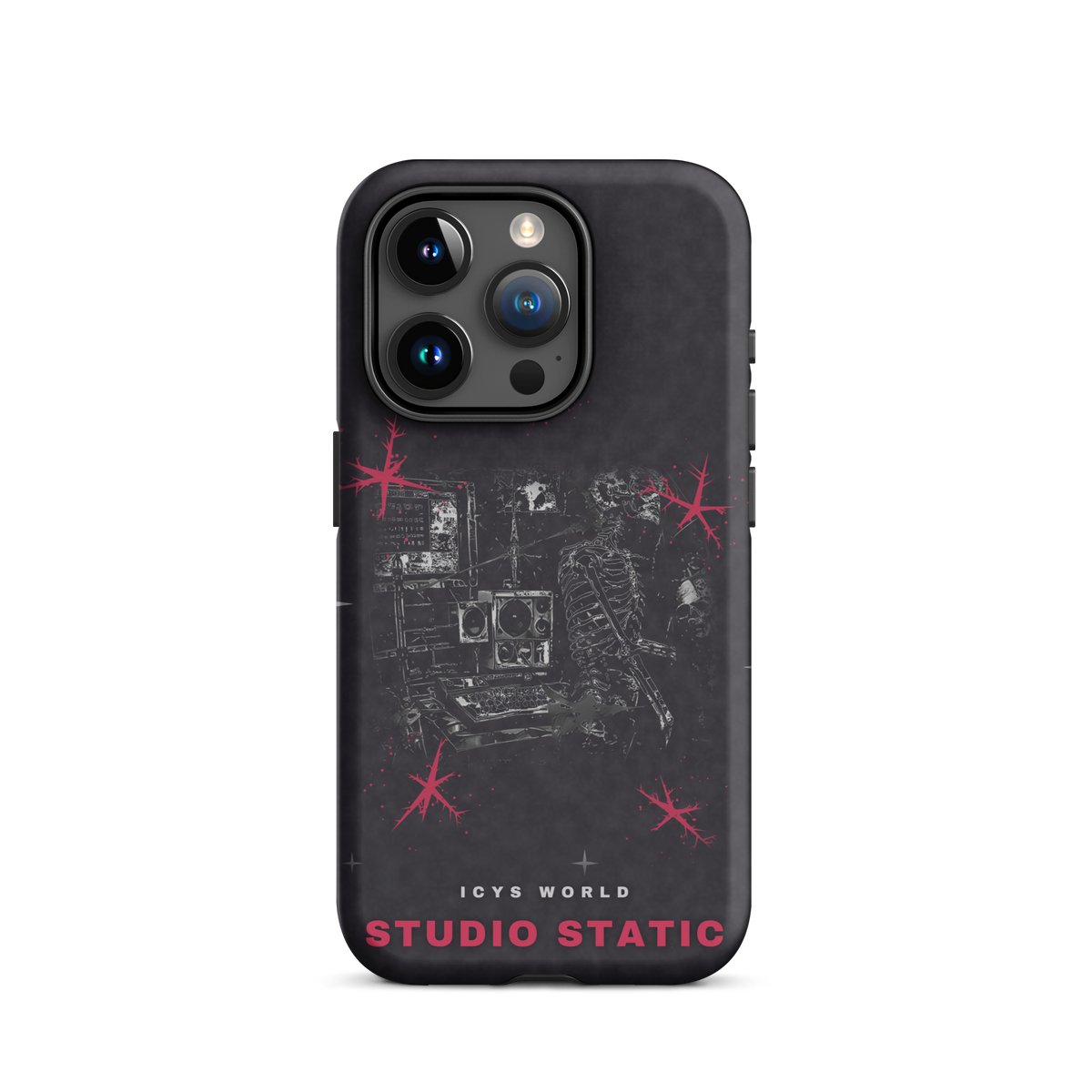 ICYS WORLD Studio Static iPhone case on iPhone 15 Pro, matte finish