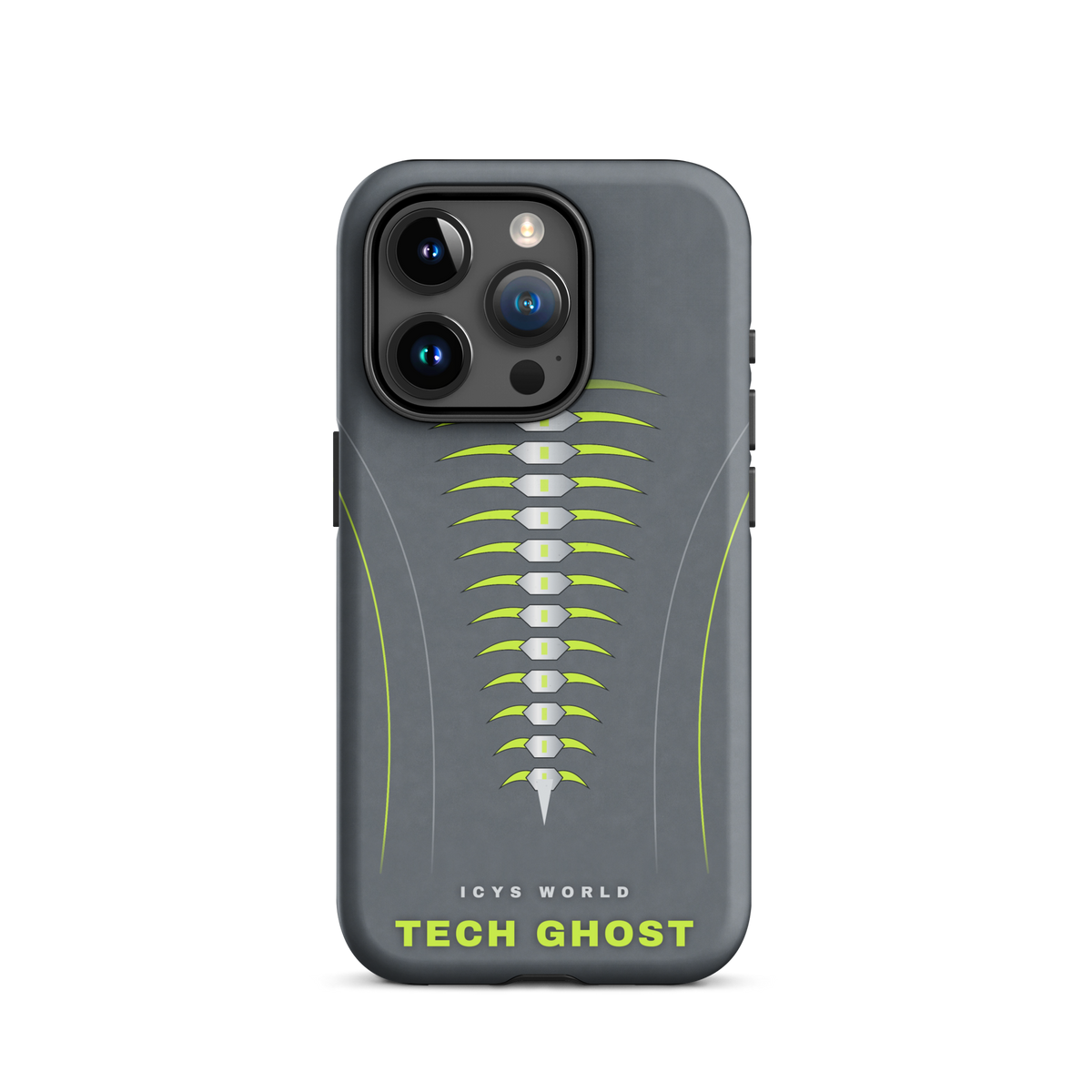 ICYS WORLD Tech Ghost iPhone case on iPhone 15 Pro, matte finish